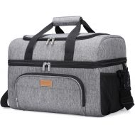 Lifewit Collapsible Cooler Bag 27-Can Insulated Leakproof Soft Cooler Portable Double Decker Cooler Tote for Trip/Picnic/Sports/Flight, Grey