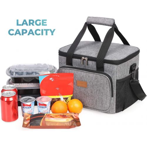  Lifewit Large Lunch Bag 24 Can (15L) Insulated Lunch Box Soft Cooler Cooling Tote for Adult Men Women, Grey