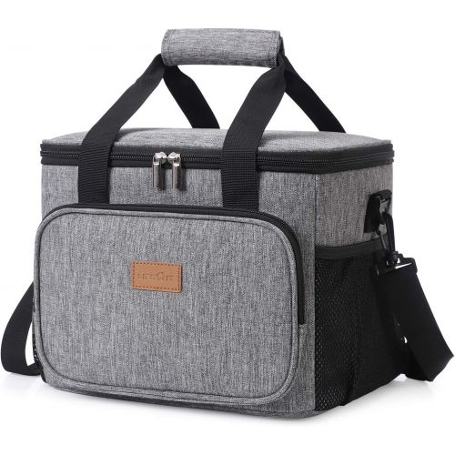 Lifewit Large Lunch Bag 24 Can (15L) Insulated Lunch Box Soft Cooler Cooling Tote for Adult Men Women, Grey
