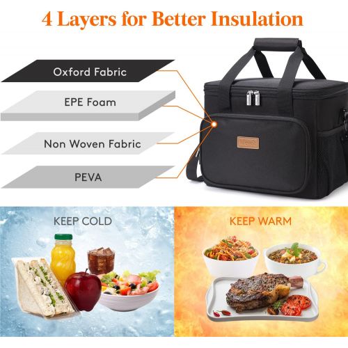  [아마존베스트]Lifewit Large Lunch Bag Insulated Lunch Box Soft Cooler Cooling Tote for Adult Men Women, 17-Can (15L), Black