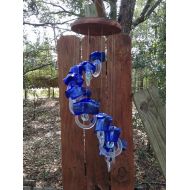 Liftingupspirits blue, clear, sea foam, GLASS WINDCHIMES- RECYCLED bottles, garden decor, wind chimes, mobiles, windchimes, soothing music