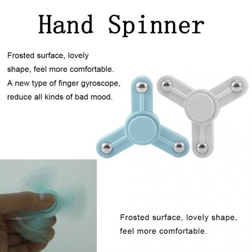  Light Blue Hand Fingertip Top Spinner Plastic Stainless Steel Ball Clover Spinner