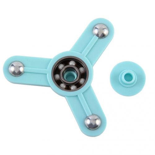  Light Blue Hand Fingertip Top Spinner Plastic Stainless Steel Ball Clover Spinner