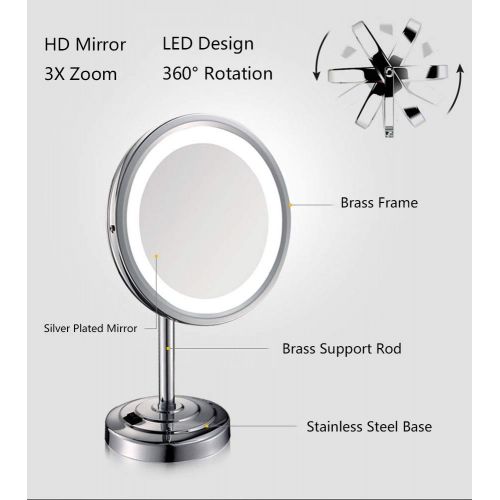  Light 5X,3X,Zoom In On The Mirror LED Desktop Magnifying Mirror Bathroom Mirror Magnification Round...