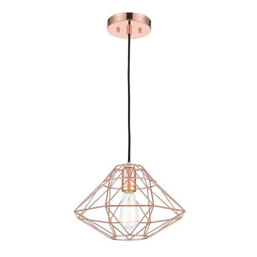  Light Society LS-C137-RG Wellington Geometric Pendant, Rose Gold, Modern Industrial Lighting Fixture