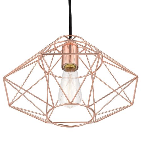  Light Society LS-C137-RG Wellington Geometric Pendant, Rose Gold, Modern Industrial Lighting Fixture