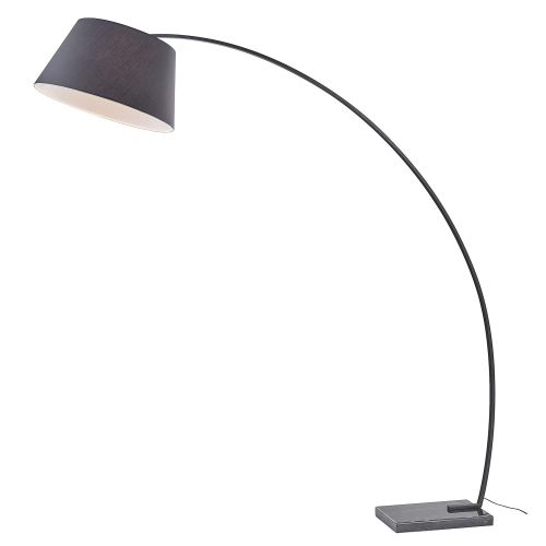  Light Society Daya Arc Floor Lamp in Black with Shade and Solid Marble Base, Overarching Modern Loft-Style Lighting (LS-F302-BK)