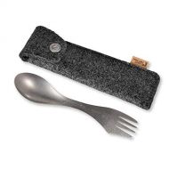 Light My Fire Camping Spork - Titanium Spork With Case - 6.7 and 0.67 oz Metal Spork with Utensil Holder made of Merino Wool - Camping Cutlery with Utensil Case - Reusable Spork wi