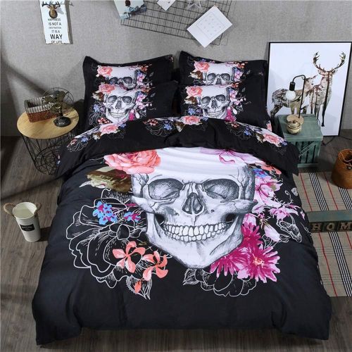  LightInTheBox 300 TC Original Design Cool Skull Duvet Cover Sets Nightmare Before Christmas 3 PC, Floral (Cal King)