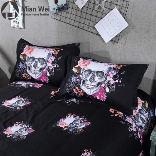  LightInTheBox 300 TC Original Design Cool Skull Duvet Cover Sets Nightmare Before Christmas 3 PC, Floral (Cal King)