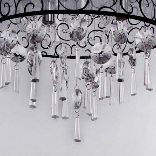  LightInTheBox Elegant Transparent Crystal Chandelier with 4 Lights, Drum Flush Mount Modern Ceiling Light Fixture for Bedroom, Living Room Bulb Not Included
