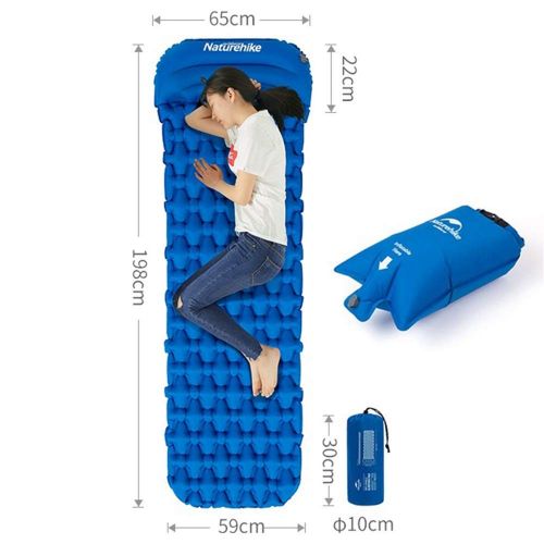  LightInTheBox Naturehike Inflatable Sleeping Pad with Travel Pillow,Upgraded Outdoor Camping Air Mattress Lightweight Waterproof High Elasticity for Camping and Hiking 198596.5 cm (Blue)