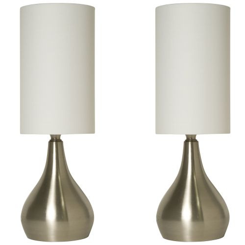  Lightaccents Light Accents Table Lamp Modern 18 Inches Tall with 3-way Switch Feature and White Fabric Drumshade (2 Pack Set)