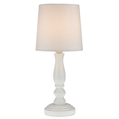  Lightaccents White Base Table Lamp  Bedroom Light  Fabric Bell Shade (Pure White)