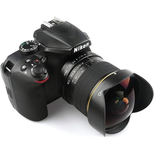  [Upgrade] Lightdow 8mm f/3.0 Aspherical MC Fisheye Lens for Nikon D500 D3200 D3300 D3400 D5200 D5300 D5500 D5600 D7100 D7200 D7500 Cameras