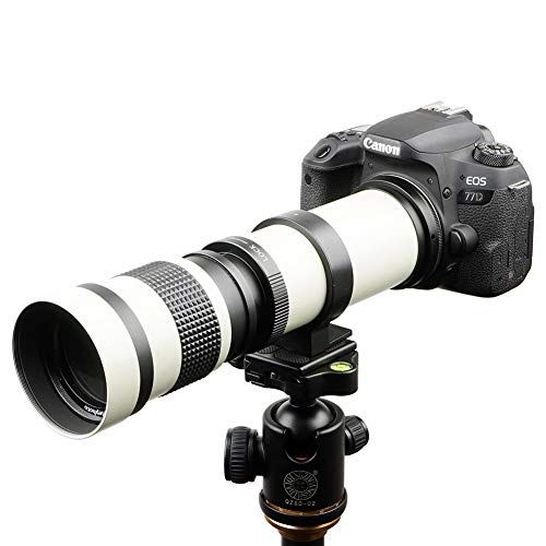  Lightdow 420-800mm f/8.3 Manual Zoom Super Telephoto Lens + T Mount Ring for Canon EOS 80D 90D Rebel T3 T3i T4i T5 T5i T6 T7 T6i T7i SL1 SL2 60D 70D 77D 5D III/5D IV 6D 7D/7D II Ca