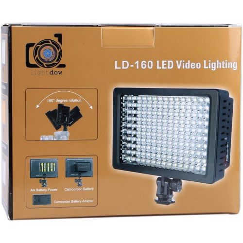  Lightdow LD-160 Ultra High Power Dimmable 160 LED Bulb Video Light for Canon Nikon Sony DSLR Camera