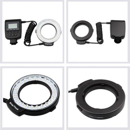  Lightdow 48 Pieces Macro LED Ring Flash Light with LCD Screen Display for Canon Nikon Sony DSLR Cameras