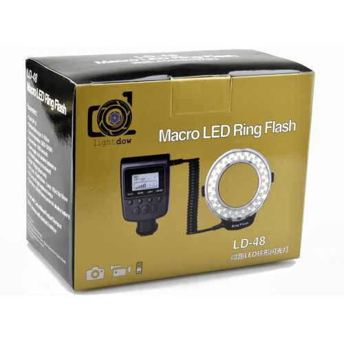  Lightdow 48 Pieces Macro LED Ring Flash Light with LCD Screen Display for Canon Nikon Sony DSLR Cameras