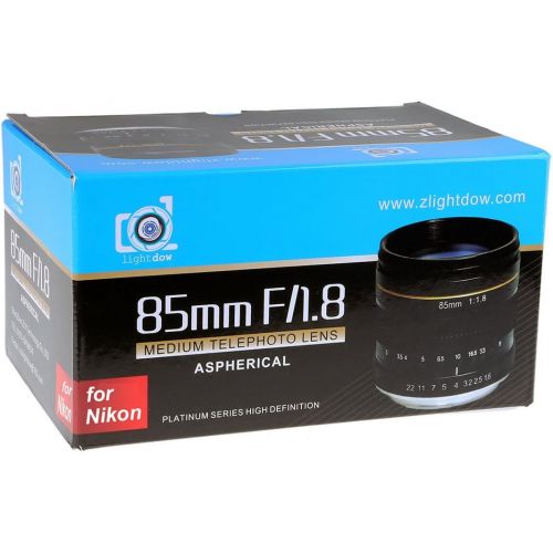  Lightdow 85mm F1.8 Medium Telephoto Manual Focus Full Frame Portrait Lens for Nikon D7500 D7200 D5600 D5500 D5300 D5200 D5100 D3500 D3400 D3300 D3200 D850 D810 D800 D750 D610 D500