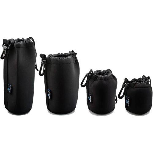  Lightdow 4pcs Pack Lens Pouch 5mm Thick Soft Neoprene DSLR Lens Bag