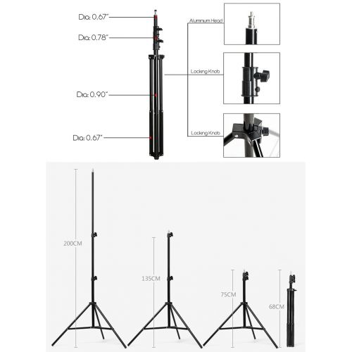  Lightdow Photographic Photo Umbrella Lighting Kit: BlackSilver Reflective Umbrella + Light Stand + Light Bulb + Lamp Base (Model Number: LD-TZ007)