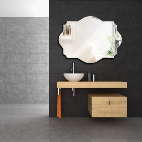  Lighted Vanity Mirrors Bathroom Mirrors Wall Mirror Bathroom Mirror Wall Hanging Mirror Porch Wall Mirror Shaped Frameless Mirror Waterproof Wall Mirror Wall-Mounted Vanity Mirrors (Color : Silver, Size