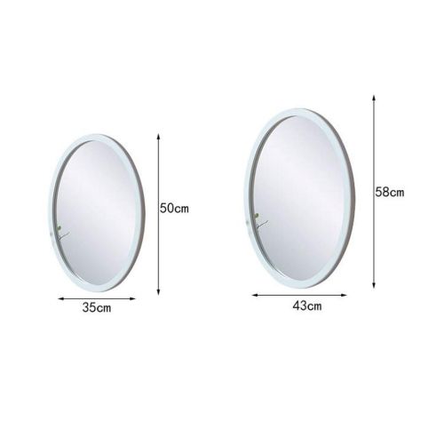  Lighted Vanity Mirrors Bathroom Mirrors Wall Mirror Solid Wood Oval Wall Mirror Bathroom Vanity Mirror Simple Wall Hanging Mirror Home Decorative Mirror Porch Round Mirror Wall-Mounted Vanity Mirrors