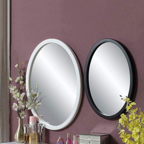  Lighted Vanity Mirrors Bathroom Mirrors Wall Mirror Solid Wood Oval Wall Mirror Bathroom Vanity Mirror Simple Wall Hanging Mirror Home Decorative Mirror Porch Round Mirror Wall-Mounted Vanity Mirrors