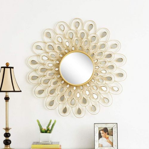  Lighted Vanity Mirrors Bathroom Mirrors Hanging On The Wall Mirror Creative Peacock Wall Mirror Fashion Dressing Bathroom Mirror Living Room Gold Decorative Mirror Corridor Wrought Iron Wall Mirror Wall-