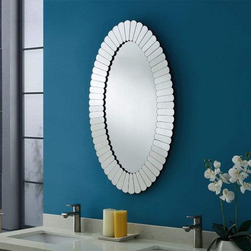  Lighted Vanity Mirrors Bathroom Mirrors Bedroom Vanity Mirror Silver Bathroom Mirror Living Room Decorative Mirror Wall Mounted Mirror Wall Mirror Fashion Oval Hanging Mirror Wall-Mounted Vanity Mirrors