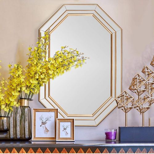  Lighted Vanity Mirrors Bathroom Mirrors Wall-Mounted Mirror Wall-Mounted Bathroom Mirror Home Bathroom Mirror Sink Wall-Mounted Vanity Mirror Multilateral Decorative Mirror Wall-Mounted Vanity Mirrors