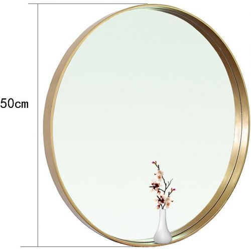  Lighted Vanity Mirrors Mirror hanging on the wall, large wooden round mirror bathroom wall mirror simple dressing table mirror bathroom bathroom mirror (Color : Gold, Size : 50cm/19.7inch)