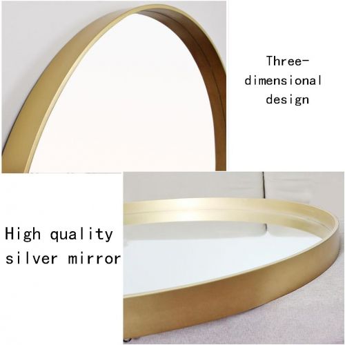  Lighted Vanity Mirrors Mirror hanging on the wall, large wooden round mirror bathroom wall mirror simple dressing table mirror bathroom bathroom mirror (Color : Gold, Size : 50cm/19.7inch)