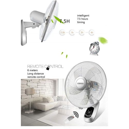  Lighting GLOBE AS Wall Mount Fan Can Be Rotated 3 Speed Setting Energy Efficient Remote Ultra-Quiet Vertical Air Circulation Timing 16-Inch White - 40W Room Air Circulator Fan