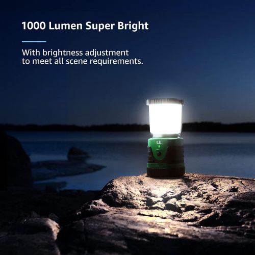  Lighting EVER LE LED Camping Lantern Rechargeable, 1000LM, 4 Light Modes, 4400mAh Power Bank, IP44 Waterproof, Perfect Lantern Flashlight for Hurricane Emergency, Hiking, Home and More, USB Cabl
