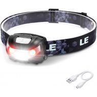 Lighting EVER LED Headlamp Rechargeable, Super Bright Head Lamp, 5 Modes, IPX4 Waterproof, Adjustable and Comfortable Headlamp Flashlights for Adults and Kids