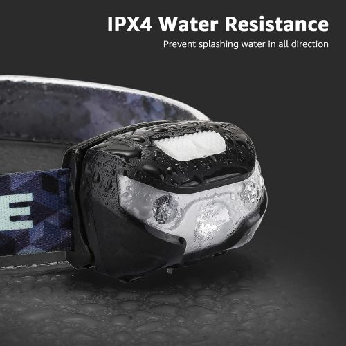  Lighting EVER LED Headlamp Rechargeable, Super Bright Head Lamp, 5 Modes, IPX4 Waterproof, Adjustable and Comfortable Headlamp Flashlights for Adults and Kids