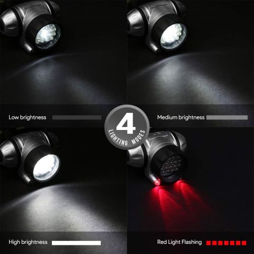  Lighting EVER LE LED Headlamp Flashlight, Headlight with Red Light, Water Resistance, Adjustable for Kids and Adults, Perfect Head Light for Running, Hiking, Reading, Camping, Outdoor and More,