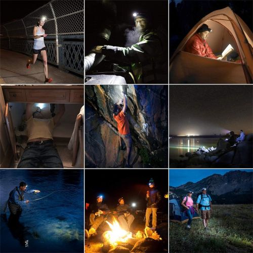  Lighting EVER LE LED Headlamp Flashlight, Headlight with Red Light, Water Resistance, Adjustable for Kids and Adults, Perfect Head Light for Running, Hiking, Reading, Camping, Outdoor and More,