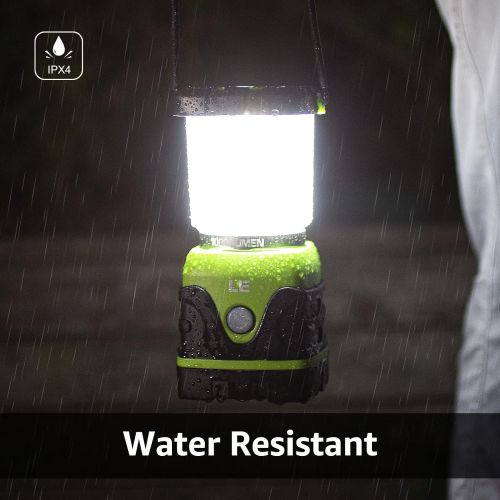  Lighting EVER LE LED Camping Lantern, Battery Powered LED with 1000LM, 4 Light Modes, Waterproof Tent Light, Perfect Lantern Flashlight for Hurricane, Emergency, Survival Kits, Hiking, Fishing,