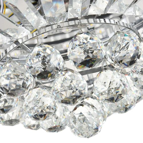  Lighting Groups 42 Inch Crystal Invisible Ceiling Fan with Light, 4 Retractable Blades Fan Chandelier with Remote Control, LED Ceiling Light Fixtures with Fans Has 3 Colors Changed