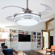 Lighting Groups Modern Acrylic Blades Cool Ceiling Fan Light Kit 42 Inch Invisible Energy-Saving Mute Fan Chandeliers for Indoor Living Room Bedroom Dining Room Ceiling Light Fixtu