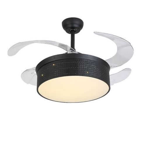  Lighting Groups Invisible Ceiling Fan 42 inch Led Ceiling Fans with Remote 36W Three Changing Light Color Retractable Blades Ceiling Fan Chandelier -for Indoor, Outdoor, Living roo