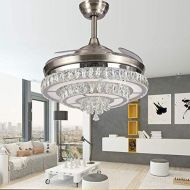 Lighting Groups Invisible Ceiling Fan Modern Crystal 3 Colors (WarmDaylightCool White) Fan Chandelier Foldable Ceiling Fans with Lights Remote Control, LED Ceiling Lights Fixture
