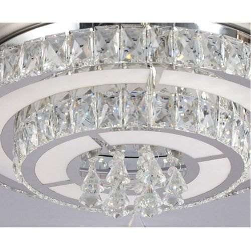  Lighting Groups Invisible Ceiling Fan Modern Crystal 3 Colors (WarmDaylightCool White) Fan Chandelier Foldable Ceiling Fans with Lights Remote Control, LED Ceiling Lights Fixture