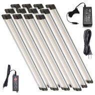 Lightkiwi L4404 Dimmable LED Under Cabinet Lighting 12 Panel Kit, 12 Inches Each, Cool White (6000K), 36 Watt, 24VDC, Dimmer Switch & All Accessories Included, Low Profile,Aluminum