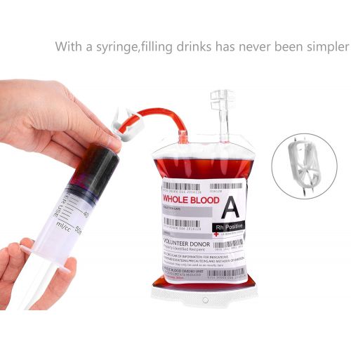  Live Blood of Theme Parties, Lightopia Nurses Day Supplies 10 Pack Blood Bags Drink Container Halloween Decoration Set of 10 IV Bags 11.5 FL OZ, Vampire Party Cups, Halloween Party