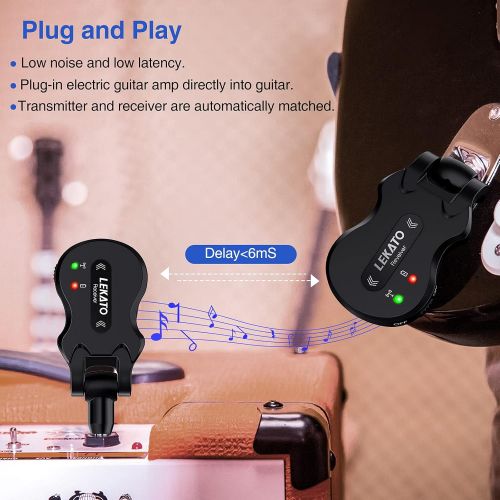  [아마존베스트]LightsEtc LEKATO 5.8Ghz Wireless Guitar System 4 Channels Audio Digital Guitar Transmitter Receiver 300 Feet Transmission Range