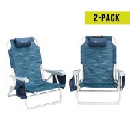Lightspeed Outdoors 2-Pack Adjustable Backpack Beach Chairs (Blue Wave)
